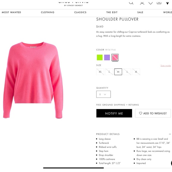 Alice + Olivia Caprice Wild Pink Cashmere Drop Shoulder Pullover Sweater - Picture 3 of 16